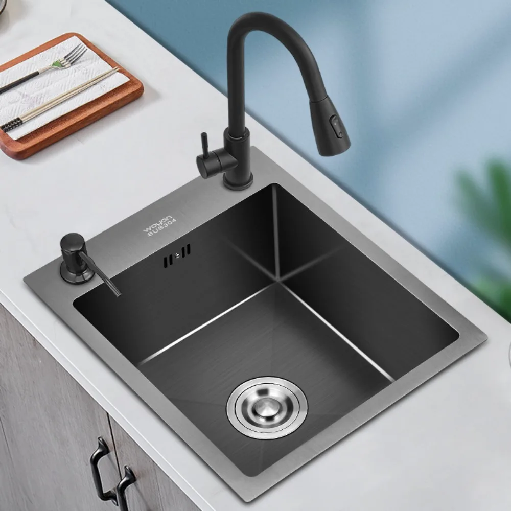 

Black Nano Bar Sink Single Sink 304 Stainless Steel Island Mini Small Size Kitchen Sink Under Counter Basin