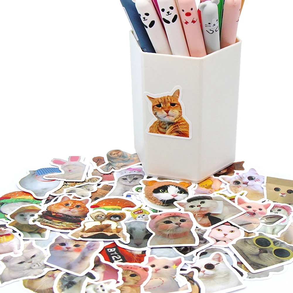 10/50/100pcs Funny Cute Fashion Cat Animals Stickers Kawaii Decals Scrapbooking Notebook Luggage Laptops Skateboard Sticker Toy