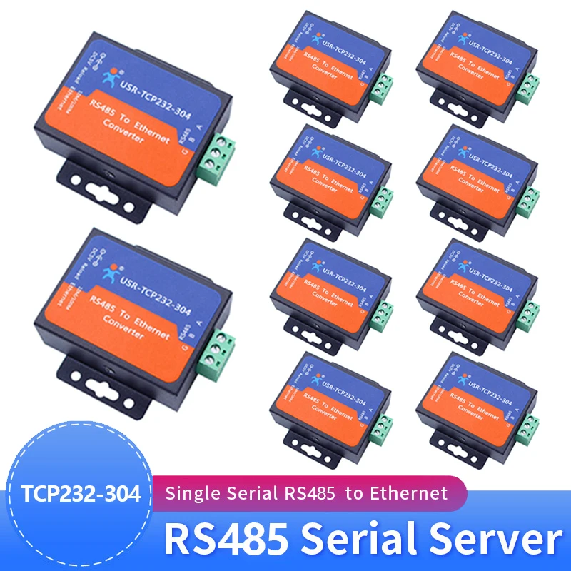 10PCS-USR-TCP232-304-Serial-RS485-to-TCP-IP-Ethernet-Server-Converter ...