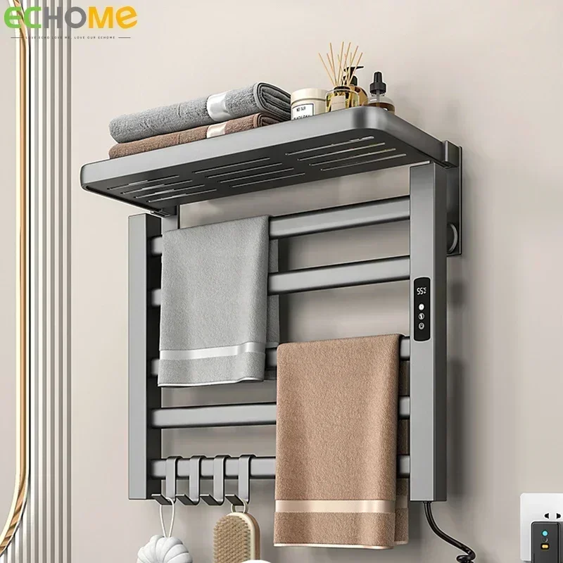 Intelligent Electric Heated Towel Rack Bathroom Punch-free Towel Drying Storage Rack Household Towel Warmer Bathroom Accessories