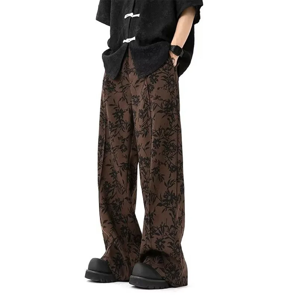 

Mens Y2k Printed Couple Casual Wide Leg Pants Daily Personality Streetwear Niche All-Match Youth Trousers Unisex 2024 New