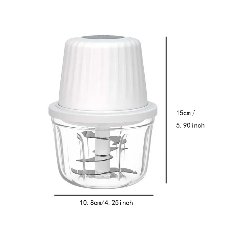 Cordless Electric Food Chopper, 350ml Mini Processor with 304 Stainless Steel Blade & Isolation Plate, for Garlic, Meat, Veggies 6