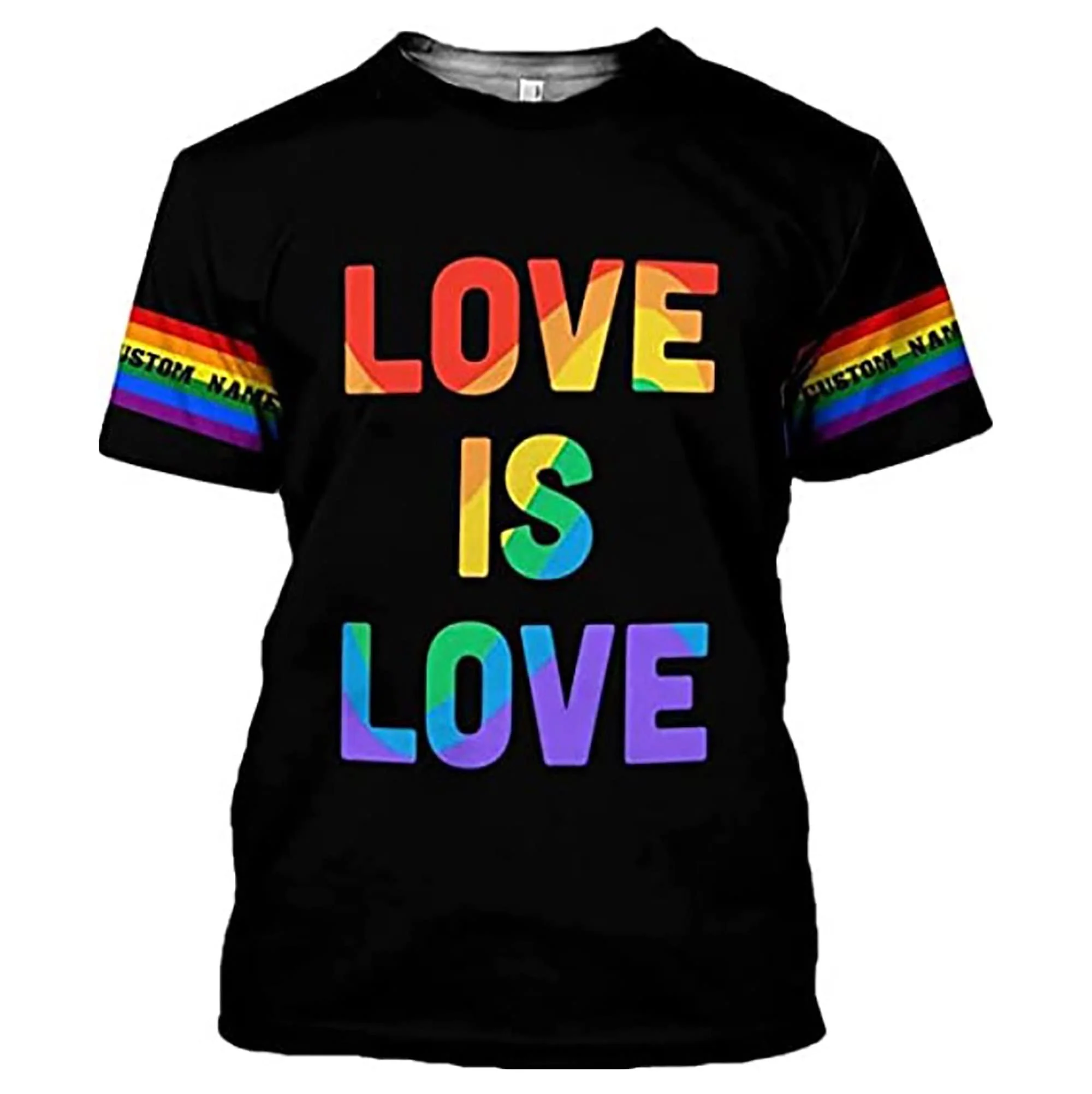 

Personalized Your Name LGBT Pride 3d Print T Shirt Fashion Short Sleeve Gothic Top Micro Elastic Sport Fitness Tee