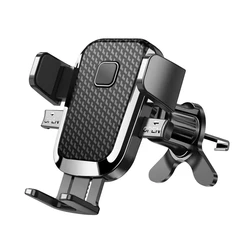 Compact Air Vent Clip Car Phone Holder - Adjustable Mobile GPS Stand & Auto Bracket (Black)