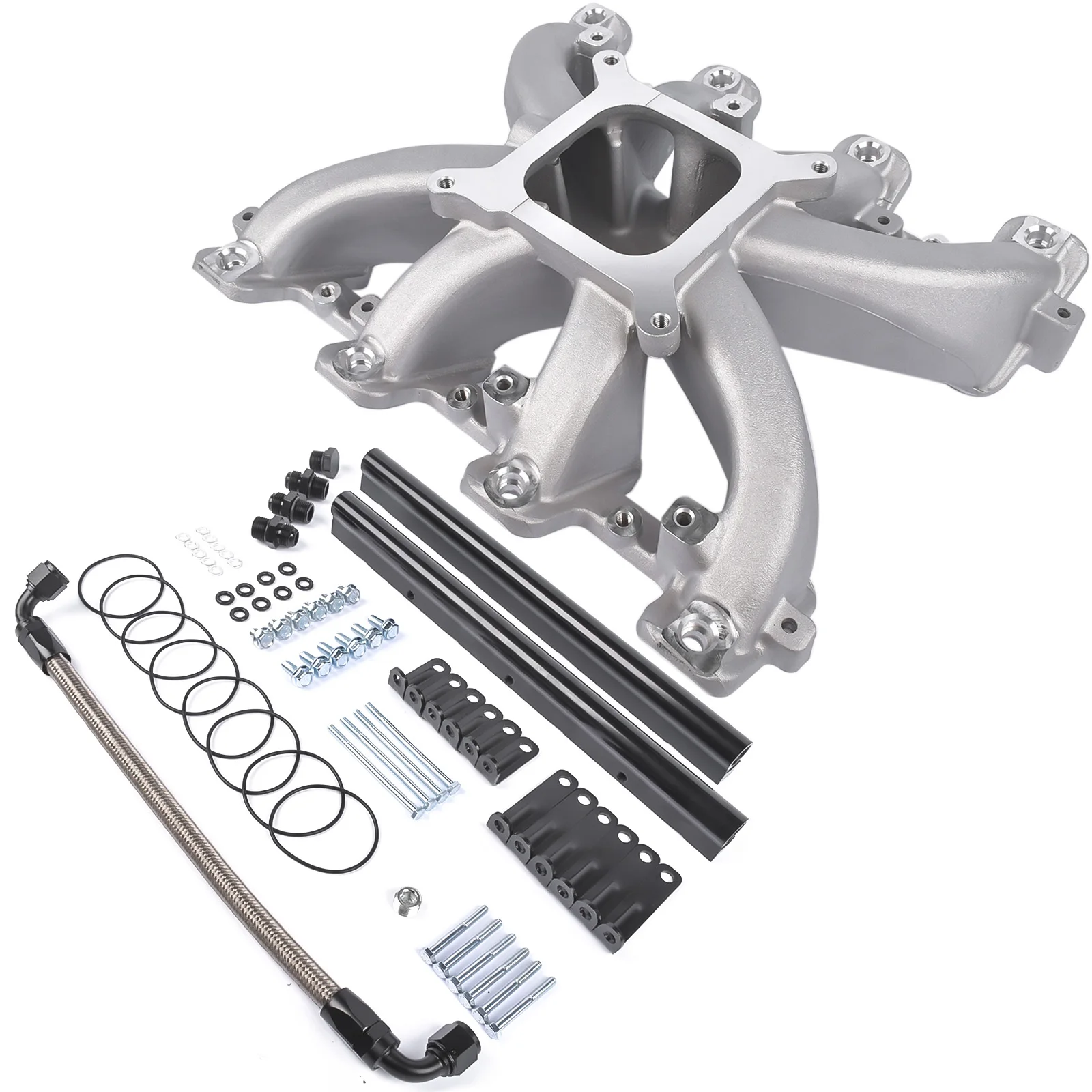 Single-Plane EFI Intake Manifold with Fuel Rails – 4150 Square Bore for GM LS1 LS2 LS6 Gen III/IV LS Engines 2