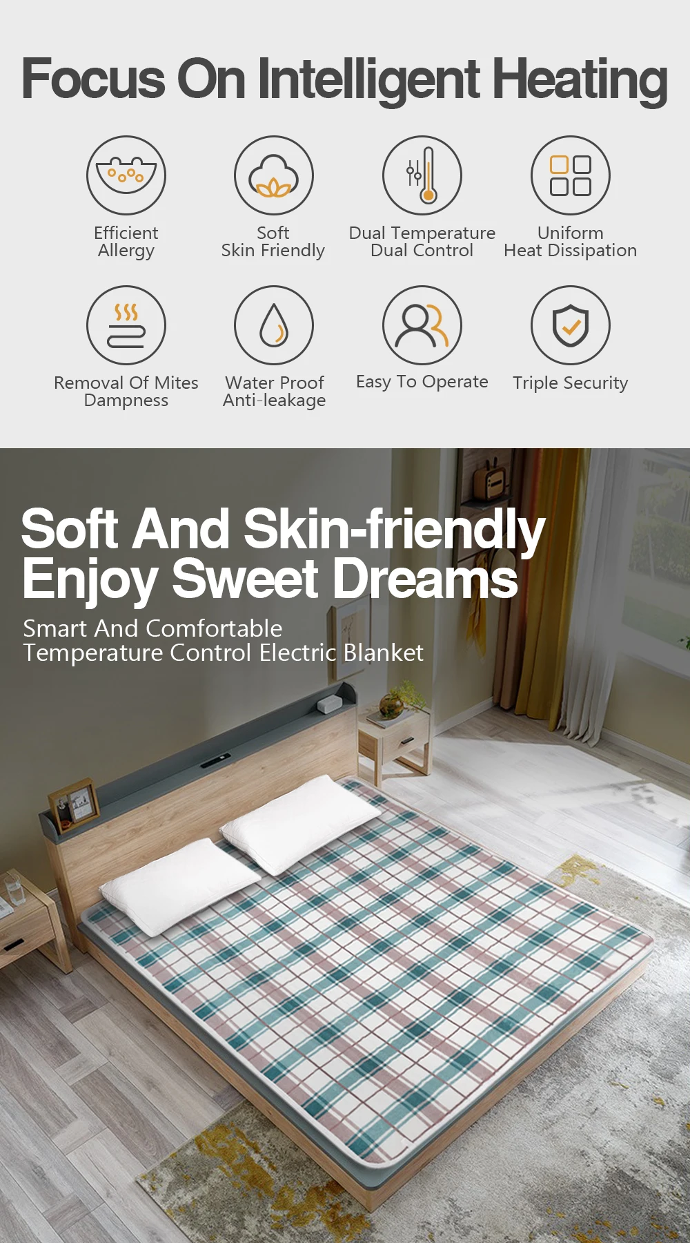 110/220V Electric Blanket Thicker Heaters Home Bed Sheet Thermal Mat 3 Size Winter Home Thermostat Double Body Warmer Pads 2