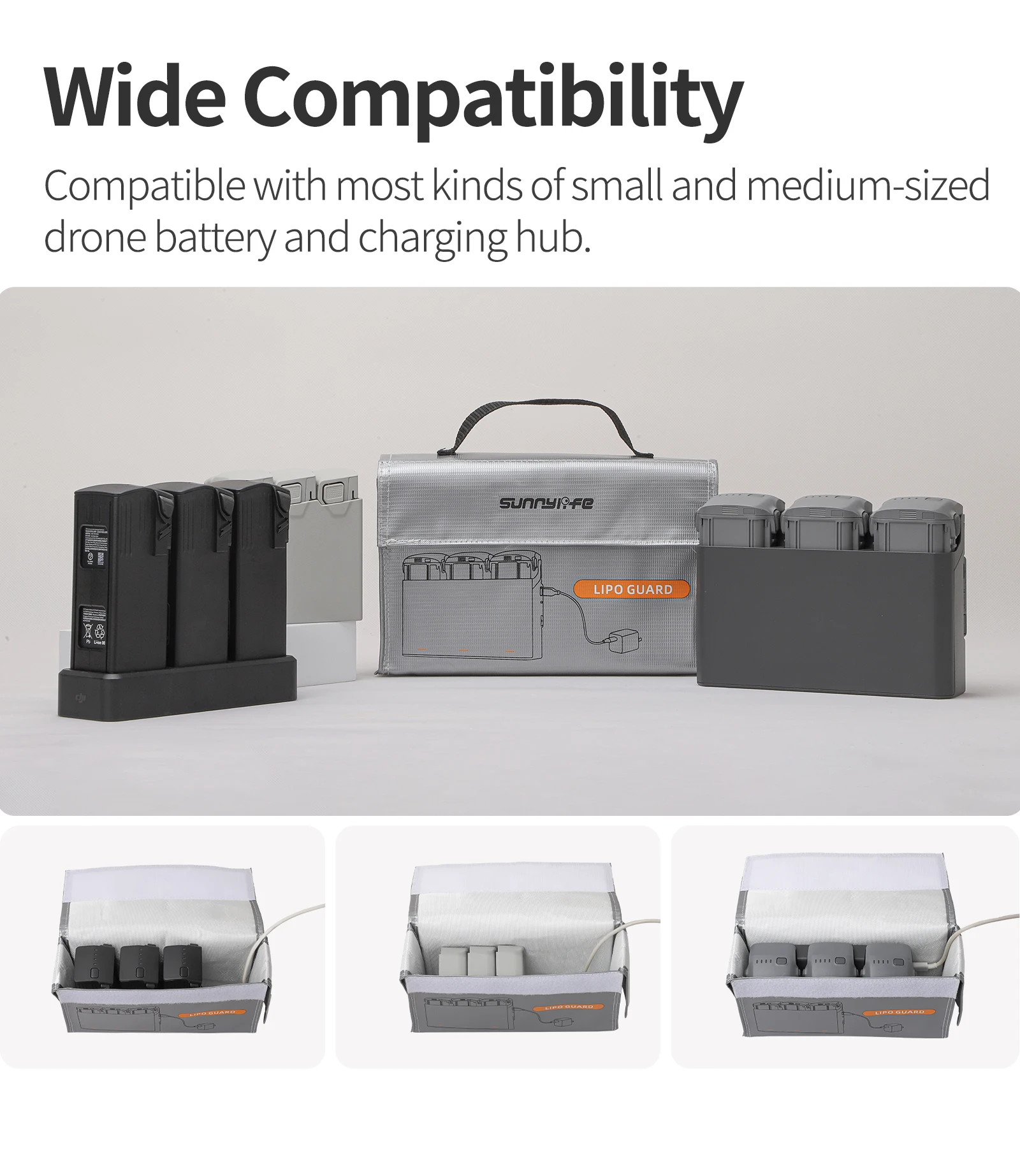Battery Safety Bag for DJI Neo/Avata 2/Mini 4K Battery Charge Hub Explosionproof Bag for DJI Mini 3 4 Pro Air 3S Drone Universal drone accessories drone storage bag