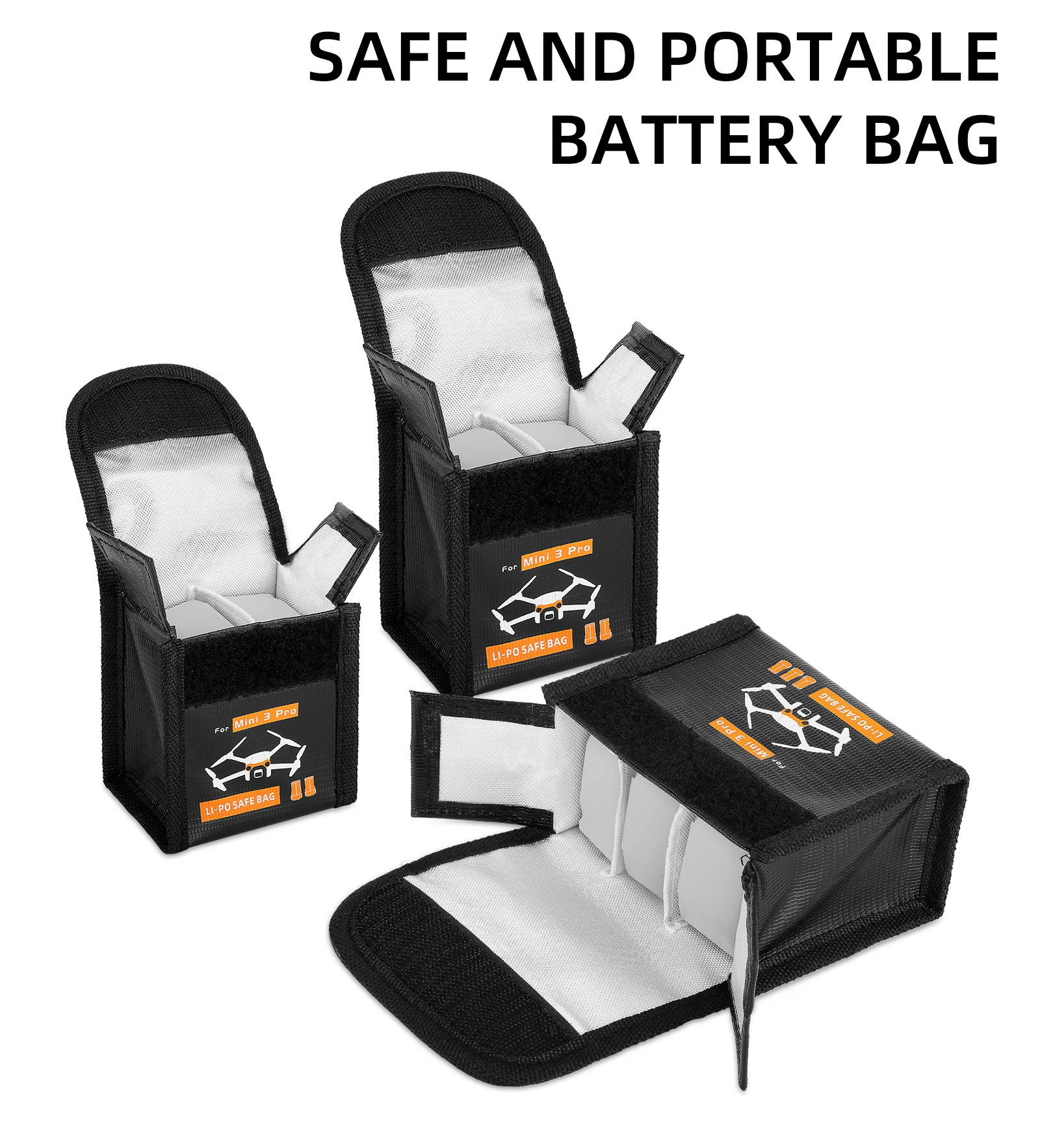 Storage Bag For DJI Mini 4/3 Pro Drone Battery Safety Explosion-proof Bag Dust Portable Accessory