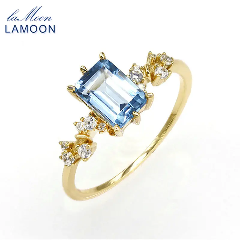 

Кольца LAMOON с натуральным топазом для женщин, драгоценный камень, серебряное и золотое покрытие, изысканное тонкое кольцо, изысканные ювелирные изделия, подарок RI061
