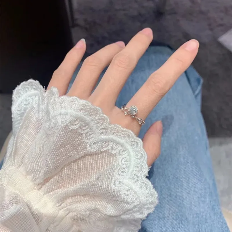 New Silver Zircon Ring Adjustable Size Engagement Rings for Women Wedding Ring Party Fashion Nice Jewelry Gift