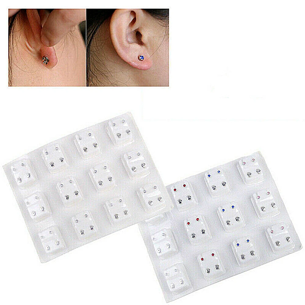 12 Pairs Earrings Crystal Piercing Tools Set Surgical Steel for Body Ear Earrings Piercing Gun Fashion Jewelry Accessories 2