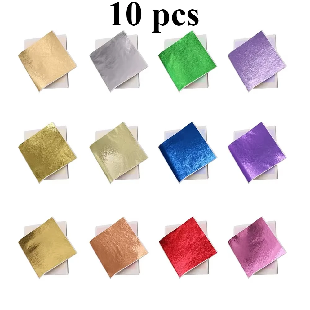 Craft Paper 10 Pcs Premium Gold Leaf Sheets For DIY Nail Art Resin Craft Furniture Gilding Decorative Gold Foil Projects