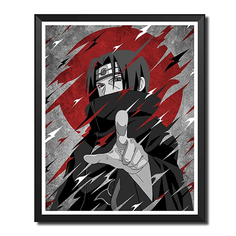 Anime Naruto Vintage Manga Poster Red Sun Wall Art Canvas Painting Print Murale Per Teen'S Room Living Room Decor