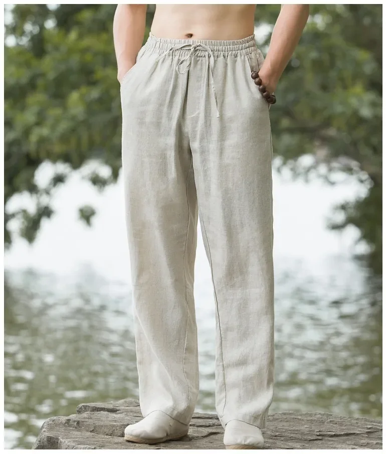 Men's Breathable Slim-Fit Cotton Linen Pants