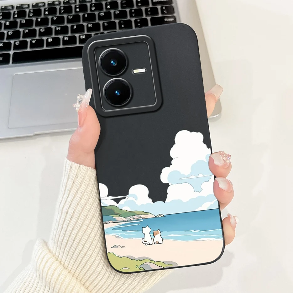 Stylish Painted Soft TPU Phone Case for Vivo Y22 Series - 6.55'' Bumper Cover
