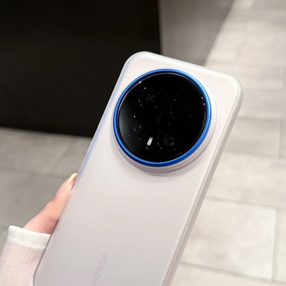 Frosted Translucent Matte Case with Metal Camera Ring Protective Cover