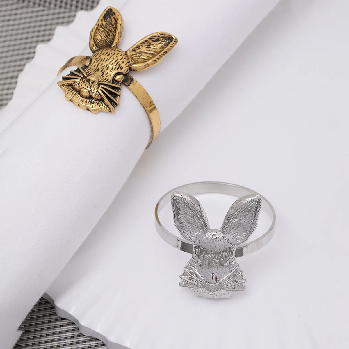 12Pcs Bunny Ear Napkin Rings Metal Napkin Ring Holders Rustic Easter