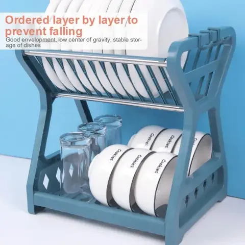 

Double-layer 2021 Kitchen Dish Bowl Draining Storage Rack With Chopstick Cage Household Tableware Organizer Tray Box Basket New
