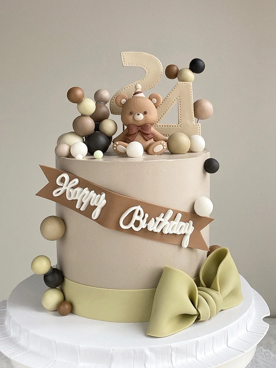 Birthday Cake Decoration Netflix Bow Bear Soft Rubber