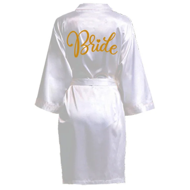 Bride Robes Women Sleepwear Sleepwear Pajamas Wedding Party Team Bride Robe With Black Letters Kimono Satin Pajamas Bridesmaid Bathrobe SP022
