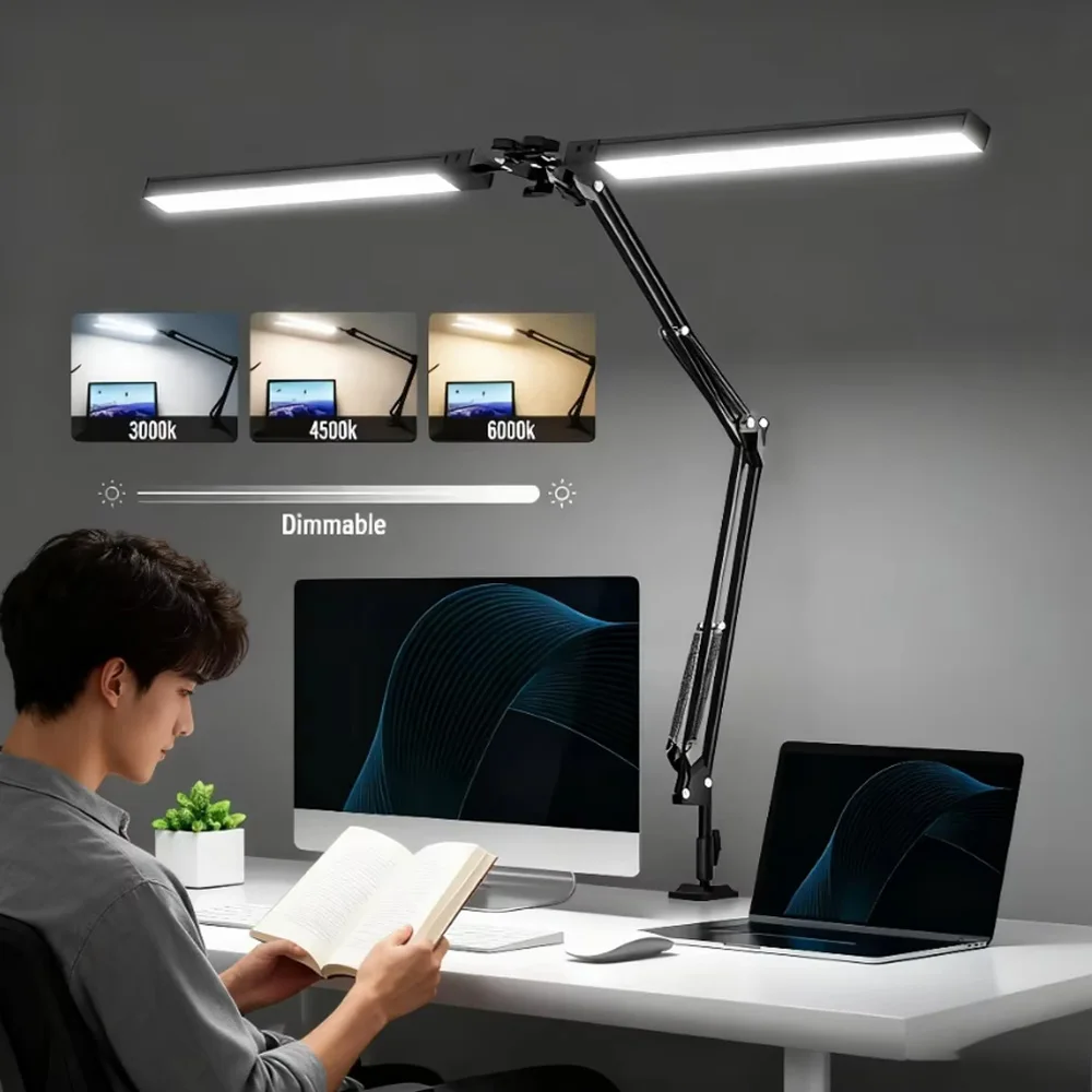 LED Desk Lamp for Home,Reading,Adjustable Eye-Caring Desk Light with Clamp, 3 Color Modes,10 Brightness Table Lamps 1