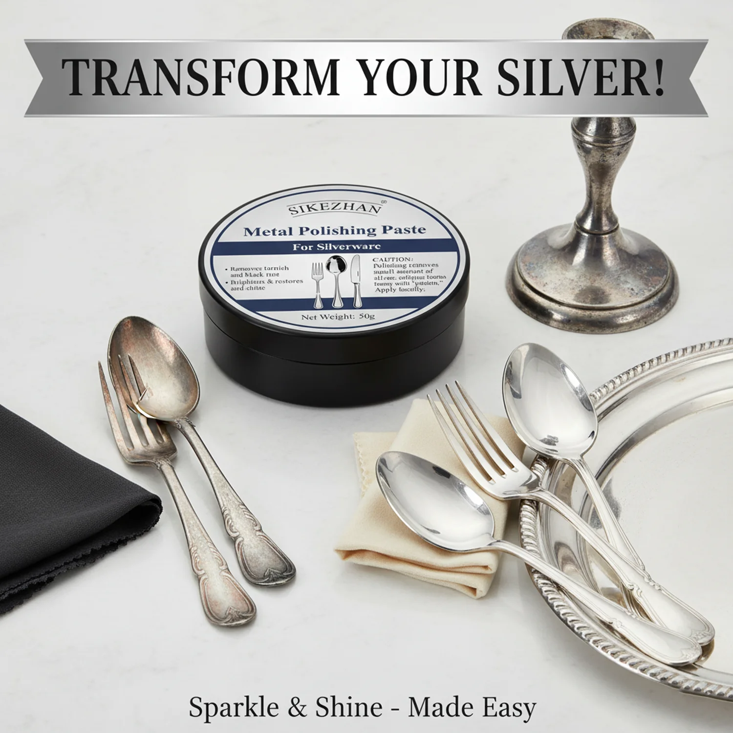 Lustrous Silver Polish Paste - Gentle Tarnish Remover