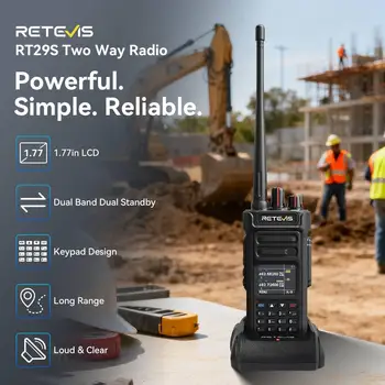 Retevis RT29S Versione Aggiornata di RT29 Walkie Talkie IP67 2800mAh Radio Bidirezionale a Lungo Raggio con LCD per Sicurezza e Uso Commerciale