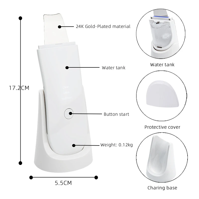 Ultrasonic Skin Scrubber Vibration Face Spatula Blackhead Remover Shovel Clean Cavitation Peeling Facial Lifting Skin Care LESEN