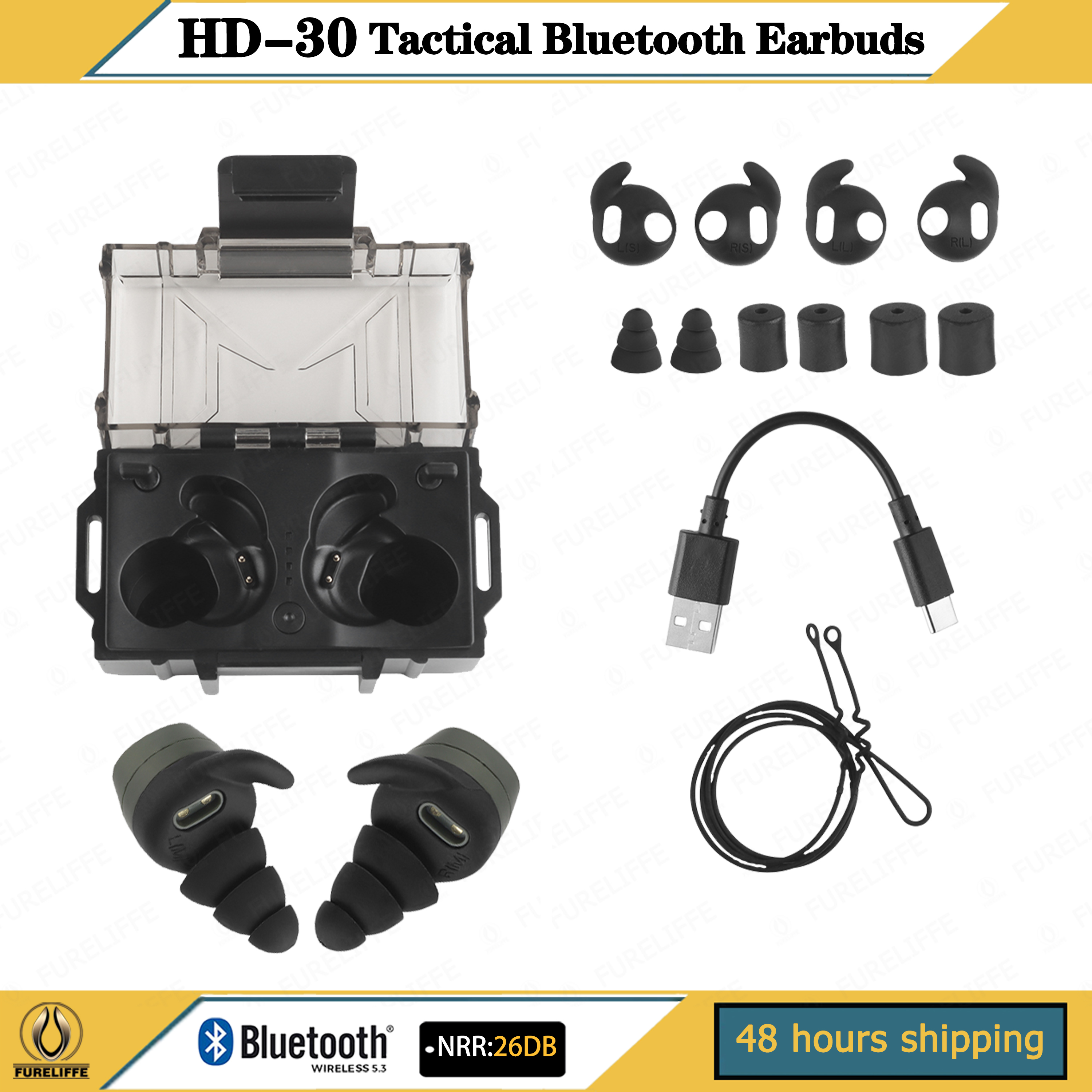 Hot Saleï¼Tactical Bluetooth Headset Bluetooth 5.3 Connects to electronic pickup noise cancelling in-ear protective earplugs