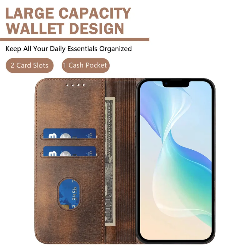 Solid Leather Magnetic Wallet Phone Case