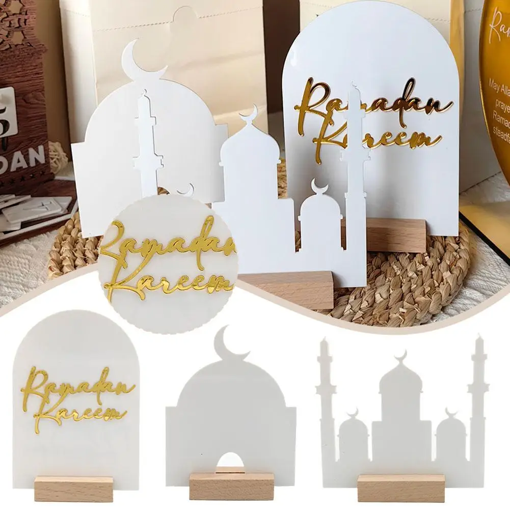 

Table Decoration,2024 Eid Mubarak Acrylic Moon Star Castle Tabletop Decor For Ramadan Islamic Party Home Table Decor M4s7