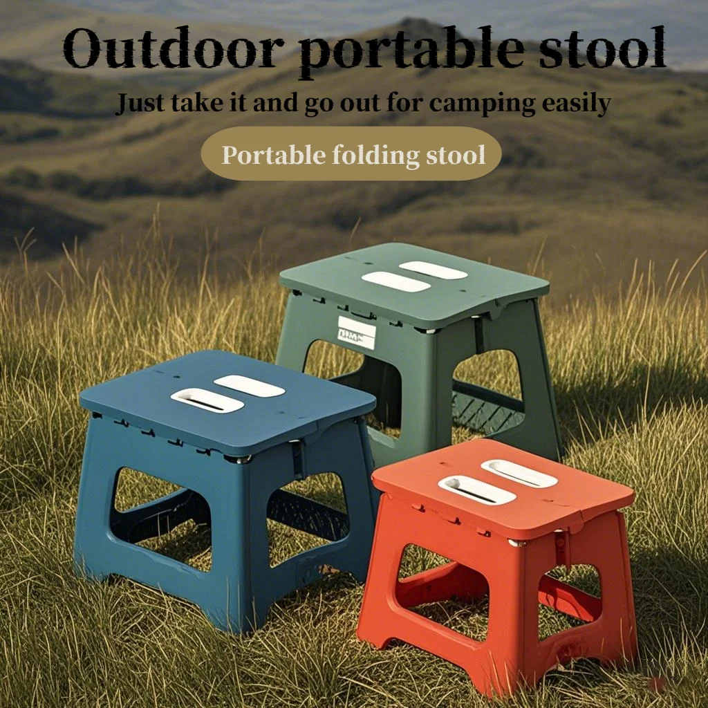 Household lightweight children's stool portable folding stool thickened plastic chair outdoor camping fishing mini