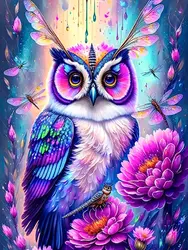 Pink Owl 5D Diamond Painting Kit - Full Round Embroidery Art Home Decor - 20x30cm Round (XI-1576)