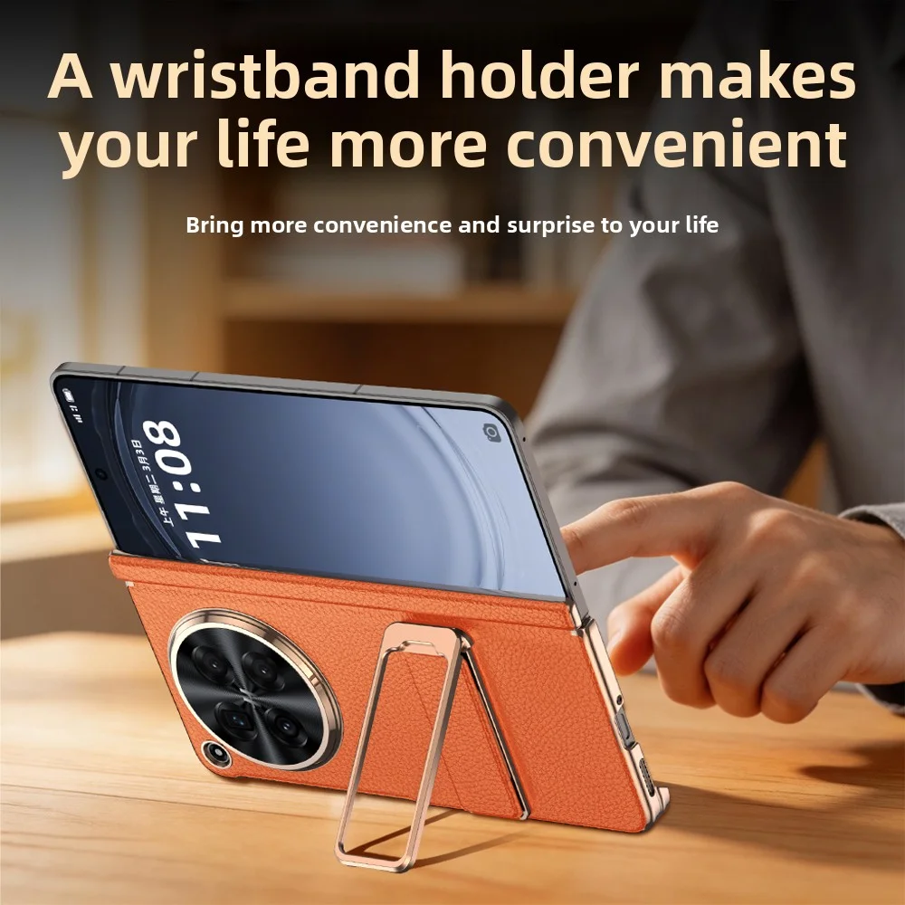 Luxury PU Leather Skin Case with Wristband Holder and Stand - Protective Back Cover Shell