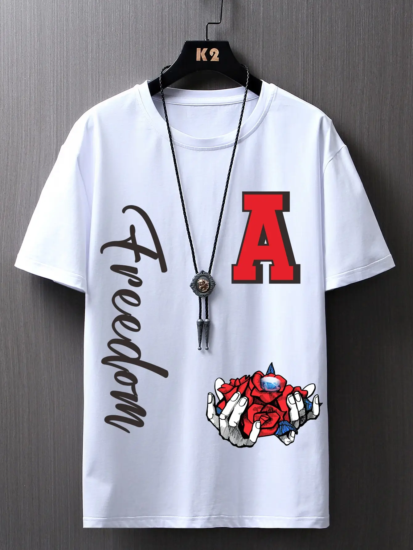 Holding Roses And Diamonds In Hand Longing For Freedom T-Shirt Men Novelty Fashion T Shirt Cotton Loose Top O-Neck Cool Tshirts