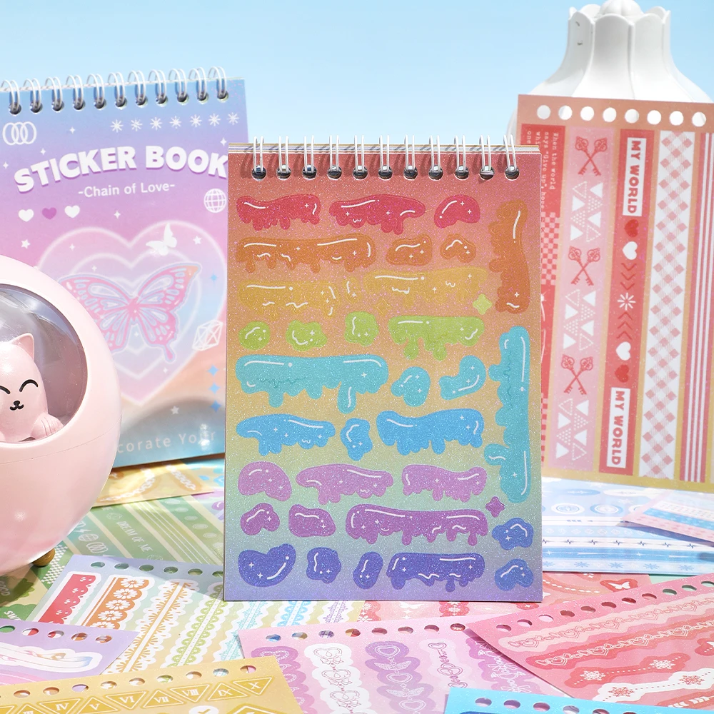 Cute Colorful Fantasy Paper Scrapbooking Stickers Book - 30 Unique Patterns for DIY Decorative Aesthetic Journaling