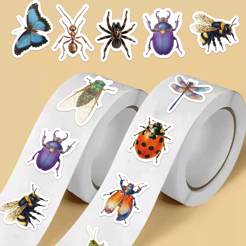 500PCS Creative Insect Roll Stickers Decorative Phone Cases, Notebook DIY Waterproof Stickers - 2
