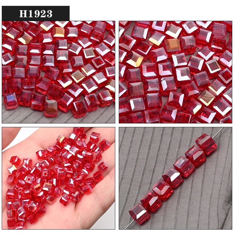 Cezch 8mm Cube Glas Perlen Einfarbig Galvanisieren Kristall Perlen Faceted Spacer Lose Perlen für Halskette Ohrring Schmuck Machen – Detail 27