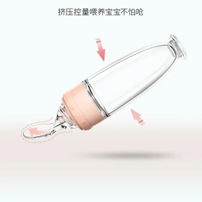 New Mother and Baby Products Baby Extrusion Rice Paste Bottle Rice Paste Spoon Food Feeder Food Grade Silicone Soft Head