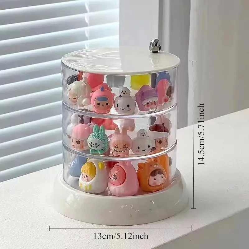 1Pc Cute grain storage box display Storage acrylic blind box display stand transparent multi-layer rotating table 4