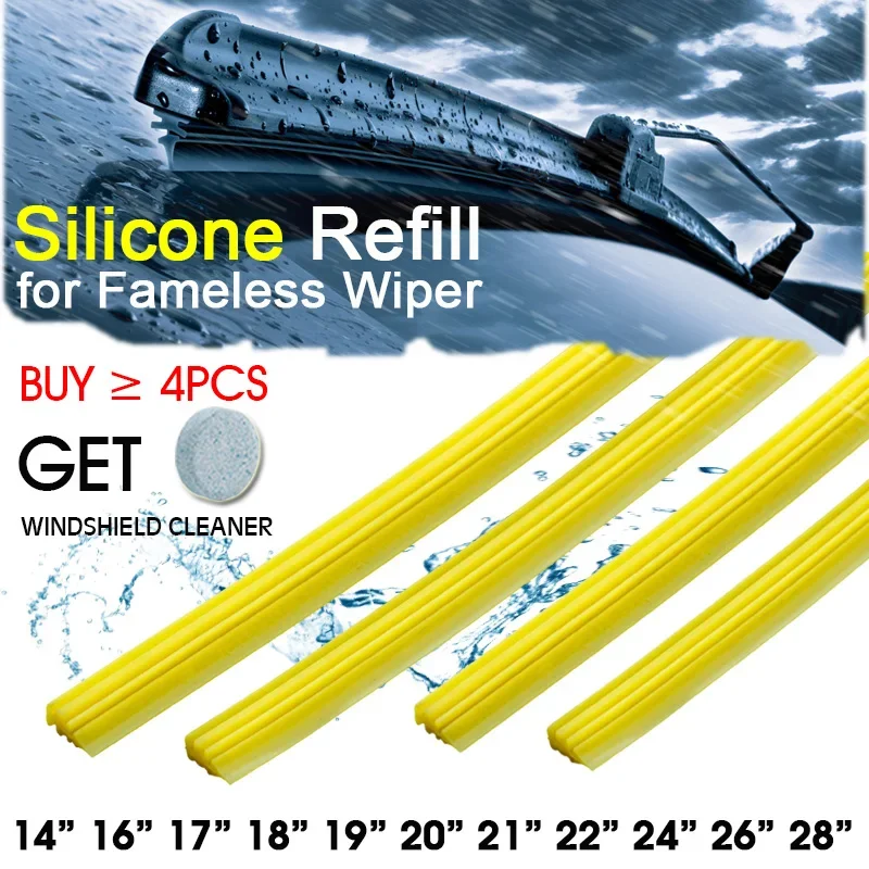 

Car Wiper Blade Silica Gel Silicon Refill Strips for Frameless Boneless Wipers 6mm 14"15"16"17"18"19"20"21"22"24"25"26"28" 2PCS