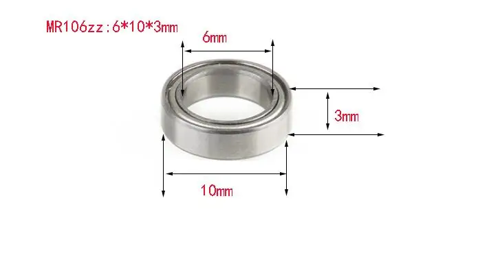 Lot de 5 Roulements MR106ZZ 6x10x3mm Acier Inoxydable