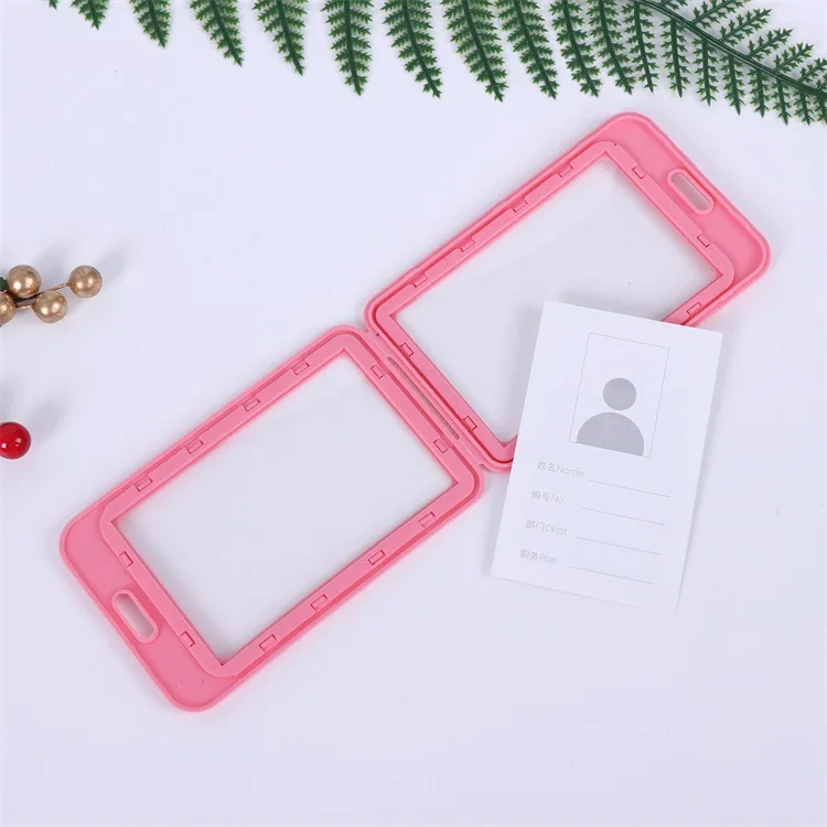 Cheap Transparent Credential Badge Holder Lanyard for Business Meeting Visiting Hang Pass Tag ID Card Candy Color Protector Case