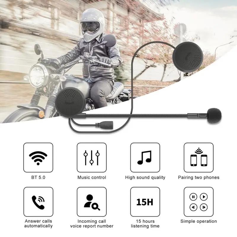 

Ультратонкая Bluetooth-гарнитура для мотоциклетного шлема с функцией автоответа