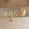 4pcs 18K Gold Plated Dainty Cubic Zirconia Ear Stud Huugie Hoop Earring Stainless Steel Stackable Set For Women Piercing Jewelry 4