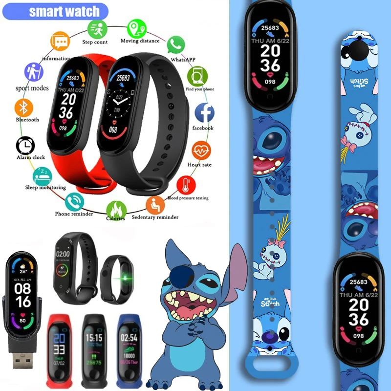 Stitch Smartwatch Movement Watch Step Bluetooth Synchronous Phone Information Smartwatch For Men And Women Students