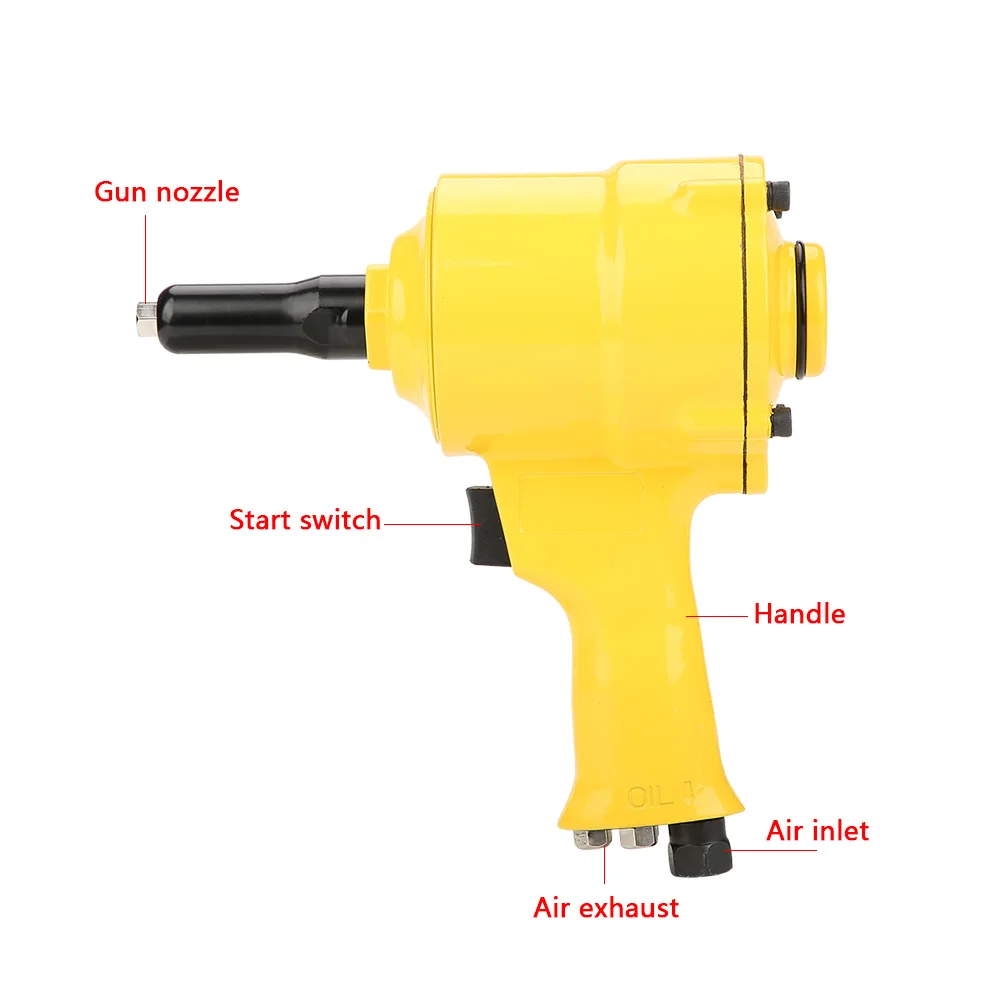 Rivet Gun Rivet Gun Set KP-705P Pneumatic Riveter Pistol Grip Air Powered Riveting Tool 2.4/3.2/4.0/4.8mm