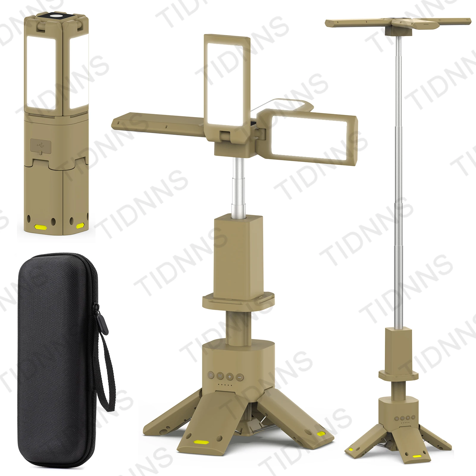 Lampada Da Campeggio Telescopica Ricaricabile 14000 MAh | 6000 Lumen Con 4 Pannelli Regolabili | IPX5 Impermeabile Con Base Magnetica | Torcia Per Esterni, Emergenza, Cantiere
