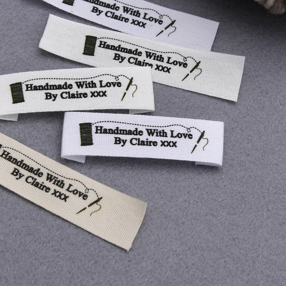 

15X70mm Plain Cloth，Custom Sewing label, fold, Custom Clothing Labels - Fabric Name Tags, Logo or Text, Cotton Ribbon