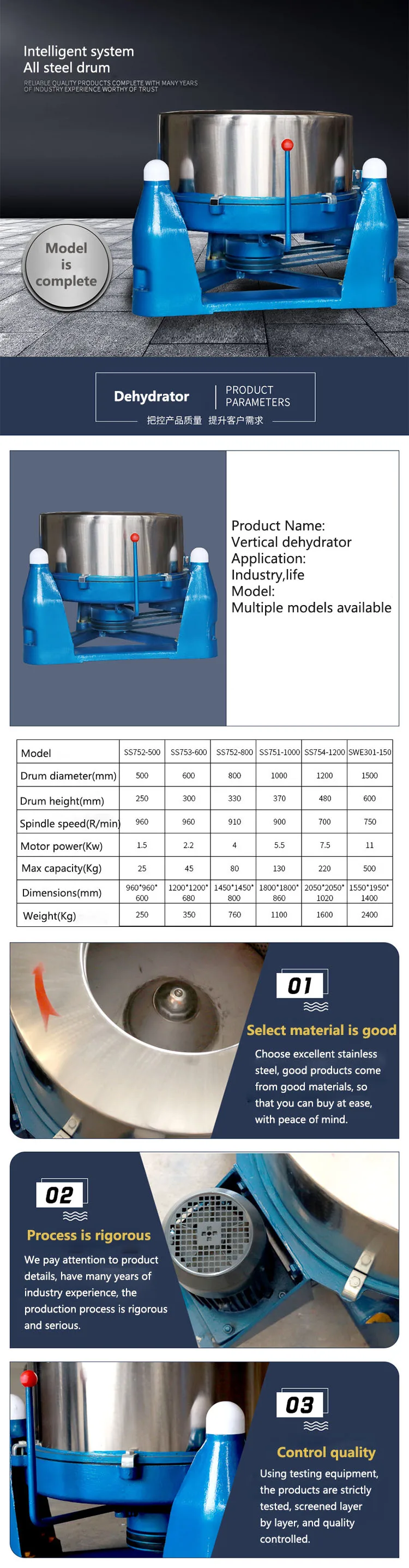 Fruit Vegetable Industrial Centrifugal Dehydrator Deoiler Spin-Drier Machine Cas